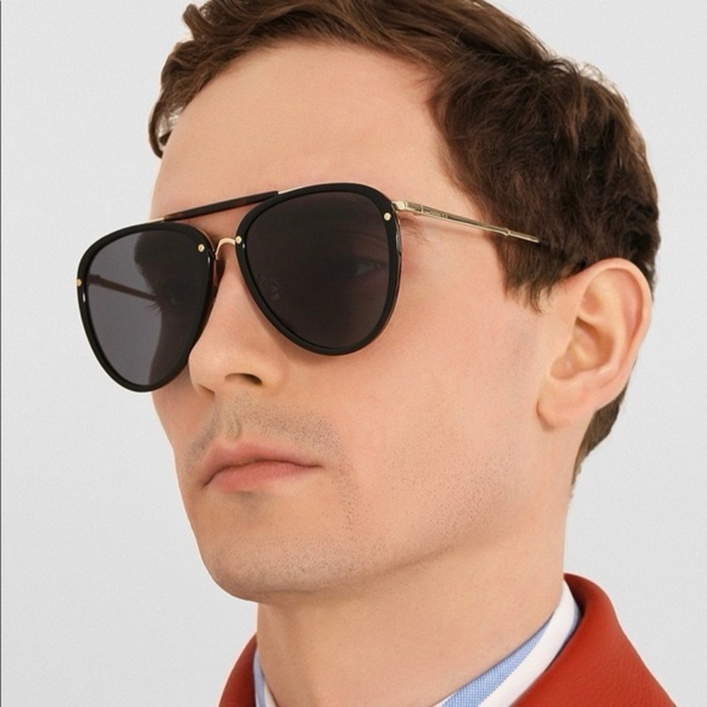 New- 💯 Authentic Gucci GG0672S Women's Aviator Sunglasses, Black/Grey - Picture 4 of 16